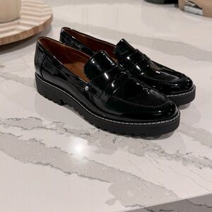 Franco Sarto black patent leather loafers